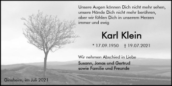 Traueranzeige von Karl Klein von vrm-trauer