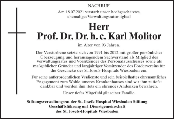 Traueranzeige von Karl Molitor von vrm-trauer
