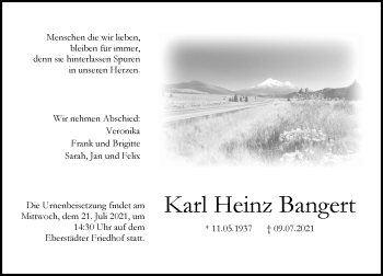 Traueranzeige von Karl Heinz Bangert von vrm-trauer