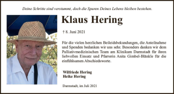 Traueranzeige von Klaus Hering von vrm-trauer