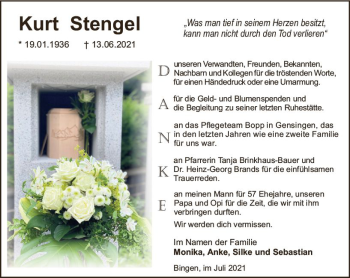 Traueranzeige von Kurt Stengel von vrm-trauer
