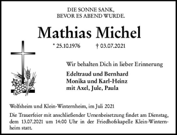 Traueranzeige von Mathias Michel von vrm-trauer
