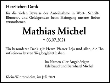 Traueranzeige von Mathias Michel von vrm-trauer