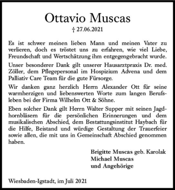 Traueranzeige von Ottavio Muscas von vrm-trauer