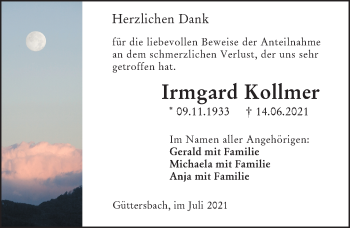 Traueranzeige von Irmgard Kollmer von VRM Tageszeitungen