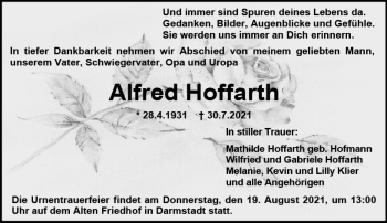 Traueranzeige von Alfred Hoffahrt von vrm-trauer