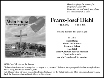 Traueranzeige von Franz-Josef Diehl von vrm-trauer