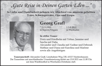 Traueranzeige von Georg Grafl von vrm-trauer