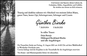 Traueranzeige von Günther Bierke von vrm-trauer