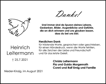 Traueranzeige von Heinrich Leitermann von vrm-trauer