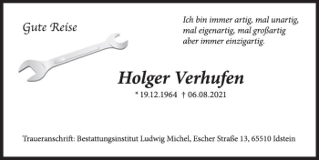 Traueranzeige von Holger Verhufen von vrm-trauer