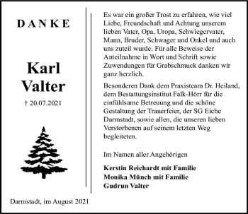 Traueranzeige von Karl Valter von vrm-trauer