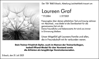 Traueranzeige von Laureen Graf von vrm-trauer