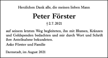 Traueranzeige von Peter Förster von vrm-trauer