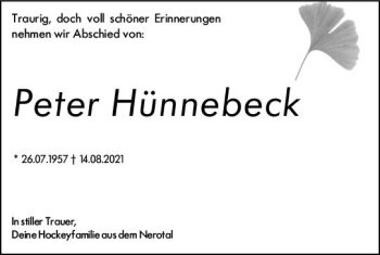 Traueranzeige von Peter Hünnebeck von vrm-trauer