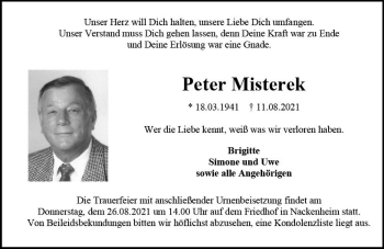 Traueranzeige von Peter Misterek von vrm-trauer