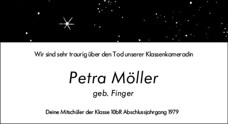  Traueranzeige für Petra Möller vom 14.08.2021 aus vrm-trauer