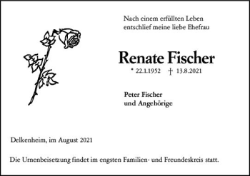Traueranzeige von Renate Fischer von vrm-trauer