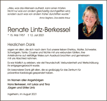 Traueranzeige von Renate Lintz-Barkessel von vrm-trauer