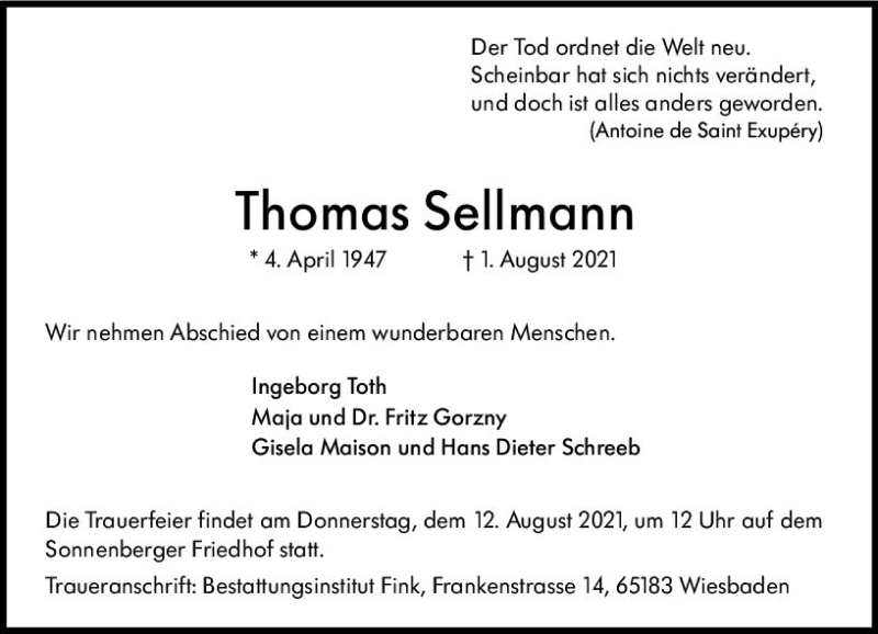  Traueranzeige für Thomas Seilmann vom 07.08.2021 aus vrm-trauer