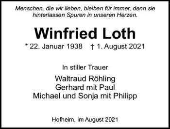 Traueranzeige von Winfried Loth von vrm-trauer