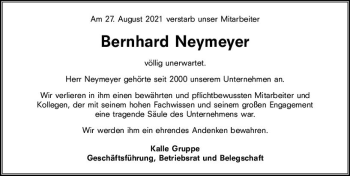 Traueranzeige von Bernhard Neymeyer von vrm-trauer