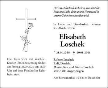 Traueranzeige von Elisabeth Loschek von vrm-trauer