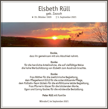 Traueranzeige von Elsbeth Rüll von vrm-trauer