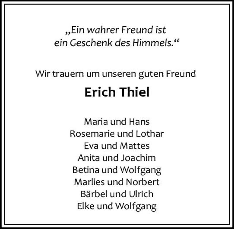  Traueranzeige für Erich Thiel vom 04.09.2021 aus vrm-trauer