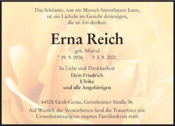Traueranzeige von Erna Reich von vrm-trauer