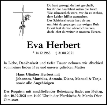 Traueranzeige von Eva Herbert von vrm-trauer