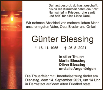 Traueranzeige von Günter Blessing von vrm-trauer