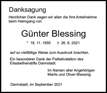 Traueranzeige von Günter Blessing von vrm-trauer