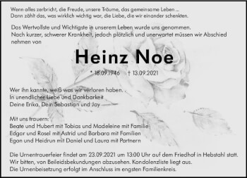 Traueranzeige von Heinz Noe von vrm-trauer