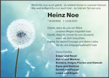 Traueranzeige von Heinz Noe von vrm-trauer