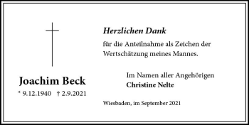 Traueranzeige von Joachim Beck von vrm-trauer