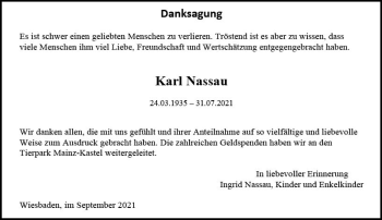 Traueranzeige von Karl Nassau von vrm-trauer