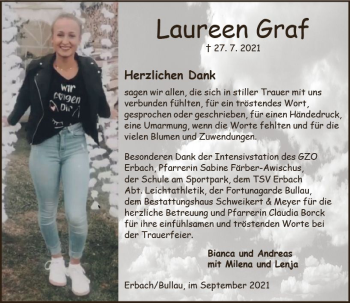 Traueranzeige von Laureen Graf von vrm-trauer