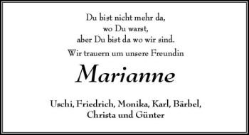 Traueranzeige von Marianne  von vrm-trauer