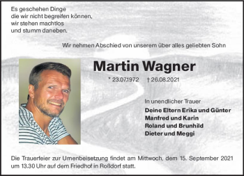 Traueranzeige von Martin Wagner von vrm-trauer