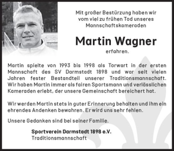 Traueranzeige von Martin Wagner von vrm-trauer