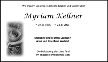 Traueranzeige von Myriam Kellner von vrm-trauer