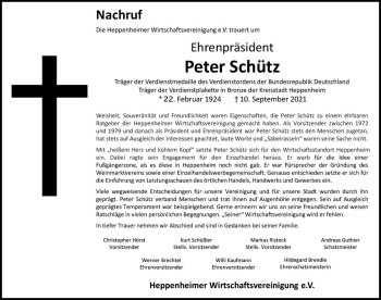 Traueranzeige von Peter Schütz von vrm-trauer