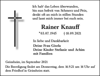 Traueranzeige von Rainer Knauff von vrm-trauer