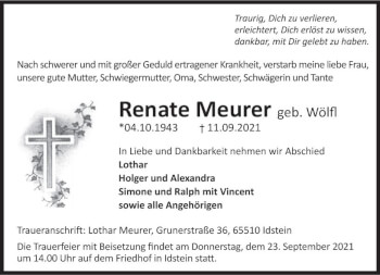 Traueranzeige von Renate Meurer von vrm-trauer