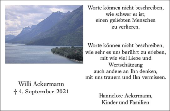 Traueranzeige von Willi Ackermann von vrm-trauer
