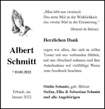 Traueranzeige von Albert Schmitt von vrm-trauer Rheingau
