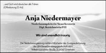 Traueranzeige von Anja Niedermayer von vrm-trauer Darmstädter Echo