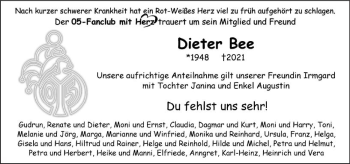 Traueranzeige von Dieter Bee von vrm-trauer AZ Mainz