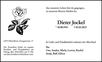 Traueranzeige von Dieter Jockel von vrm-trauer Groß-Gerauer Echo